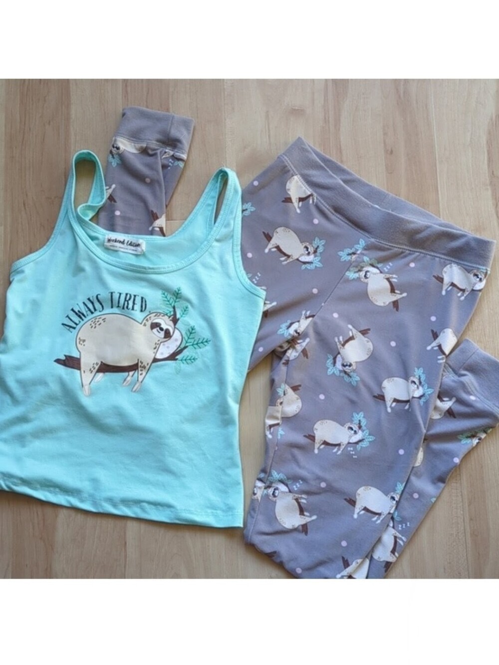 Sloth Pajama Set, S Cozy Lounge Pants & Tank Top, Weekend Edition, Matching